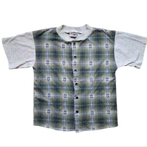 Vintage 1990s Survival Gear plaid button up short sleeved shirt